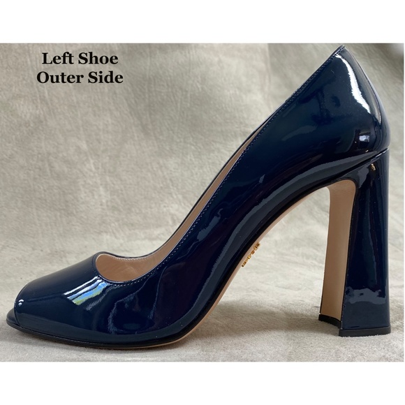 SOLD $$$ PRADA 39 Patent Leather CALZATURE DONNA VERNICE 4" Heel Open toe Pump - Picture 5 of 12